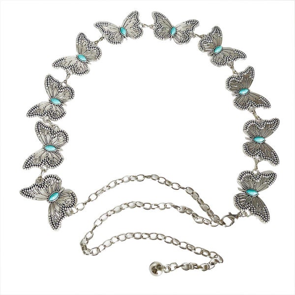 Veile Studios Set Of 4 Turquoise Butterfly Belt Chain Silver Bohemian Ethnic Sty Carousel 1