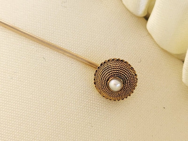 Antique 18ct Gold Pearl Stick Pin Jewellery $1 Reserve Carousel 1