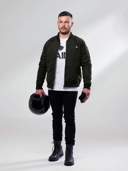 SA1NT MOTORCYCLE Armoured Bomber Jacket | Olive Green | Armour Included | Saint63617468912641112