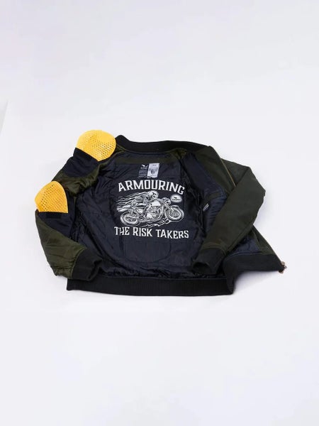 SA1NT MOTORCYCLE Armoured Bomber Jacket | Olive Green | Armour Included | Saint Carousel 2