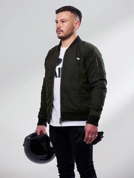 SA1NT MOTORCYCLE Armoured Bomber Jacket | Olive Green | Armour Included | Saint Carousel 1