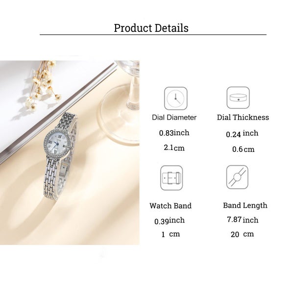 Elegant 5 Piece Women's Jewelry & Watch Set Crystal Accented Heart Design(Blue) Carousel 2