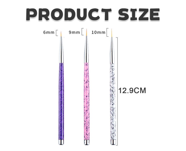 3PCS Painted Stretch Hook Drawing Pen set Multi-functional nail Liner brush g Carousel 2