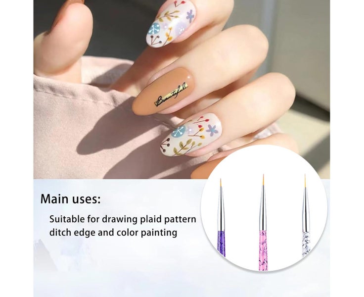 3PCS Painted Stretch Hook Drawing Pen set Multi-functional nail Liner brush g Carousel 5