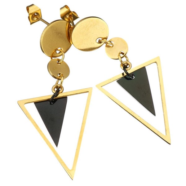 Gold & Black Geometric Earrings | 25mm Drop | Gift Box63617770193025112