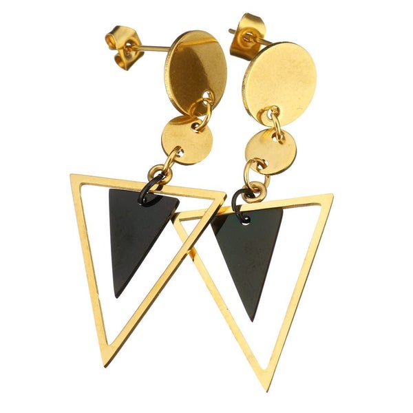 Gold & Black Geometric Earrings | 25mm Drop | Gift Box63617770193025113