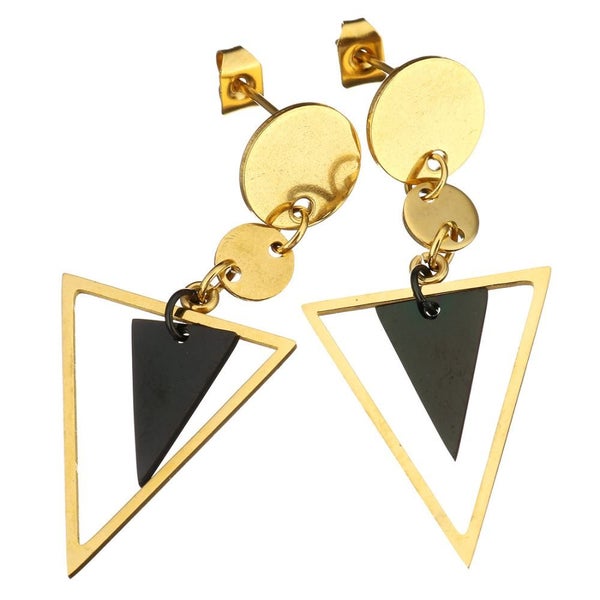 Gold & Black Geometric Earrings | 25mm Drop | Gift Box63617770193025114