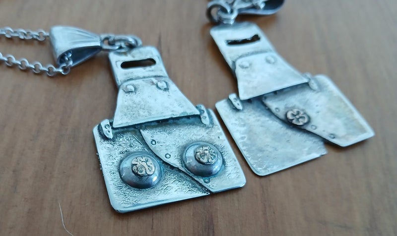 Heavy Sterling Silver Ned + Nelly Kelly Pendants Carousel 1