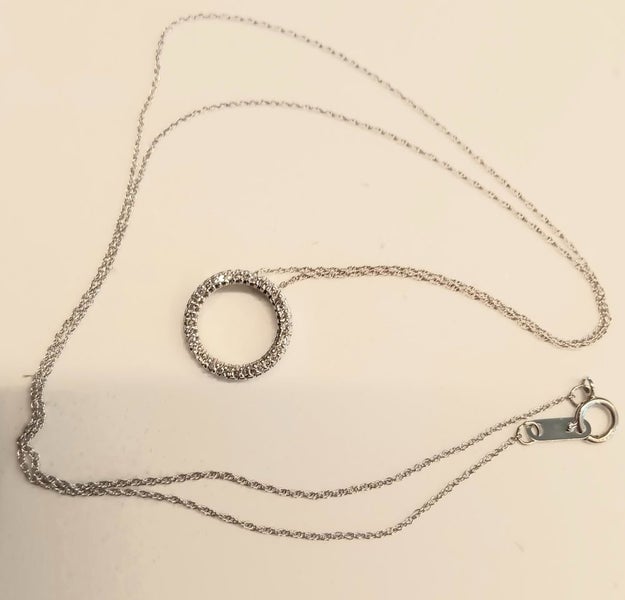 10CT SOLID GOLD REAL DIAMOND NECKLACE Carousel 1