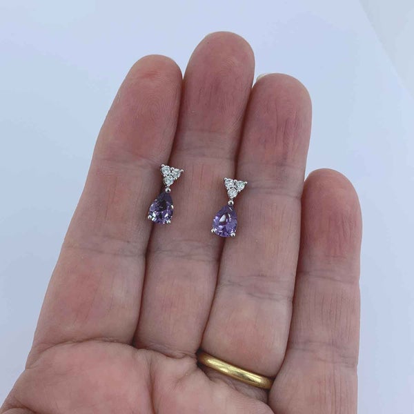 18K White Gold Crystal Alexandrite Earrings "Colleen" Carousel 2