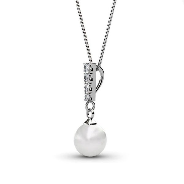 18K White Gold Pearl Crystal Necklace "Chantelle" Carousel 2