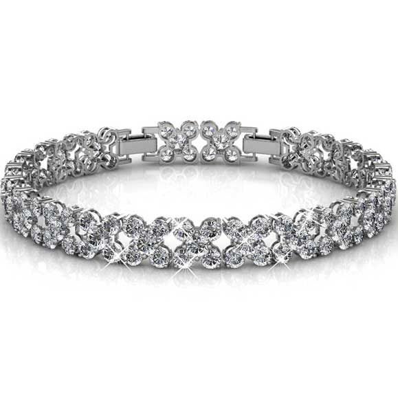 18K White Gold Tennis Bracelet with 100 AAA Grade Crystals "Helen" Carousel 1