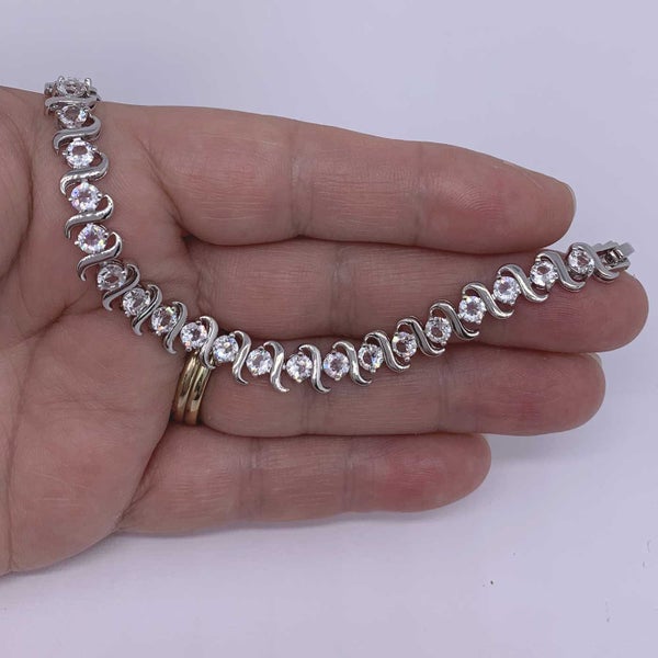 18K White Gold Crystal Tennis Bracelet "Libra" Carousel 2