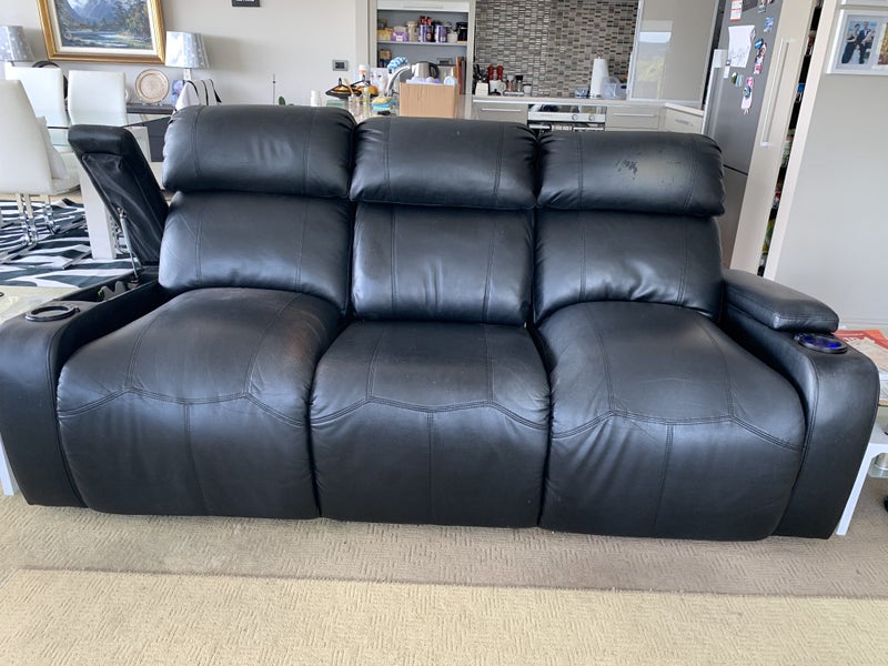 Three Seater (two recline) Black faux leather Sofa63616815841795113