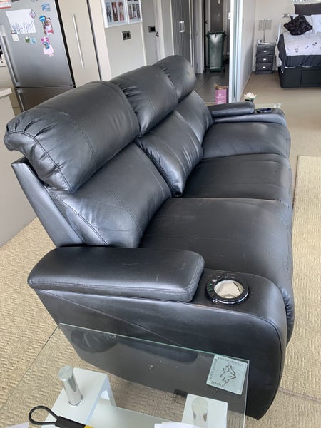 Three Seater (two recline) Black faux leather Sofa63616815841795114