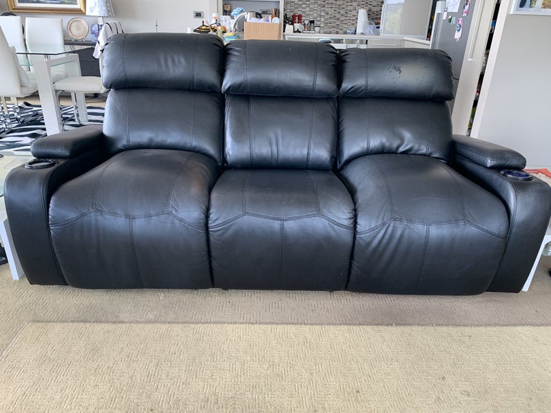 Three Seater (two recline) Black faux leather Sofa63616815841795111