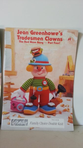 JEAN GREENHOWES TRADESMEN CLOWNS Red NOse GANG Part 4 KNITTING PATTERN Carousel 1