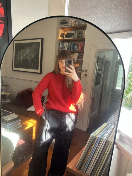 Red knit jumper wool mix Carousel 1