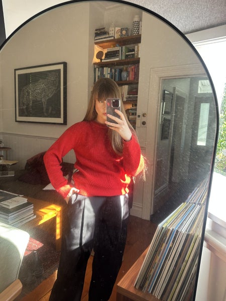 Red knit jumper wool mix Carousel 2