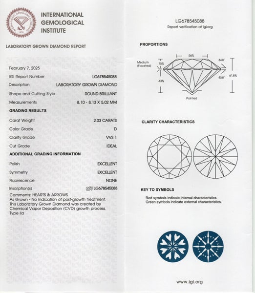 2 ct LAB DIAMOND ROUND BRILLIANT CUT D COLOUR VVS1~ BUY NOW $220063617620792579114