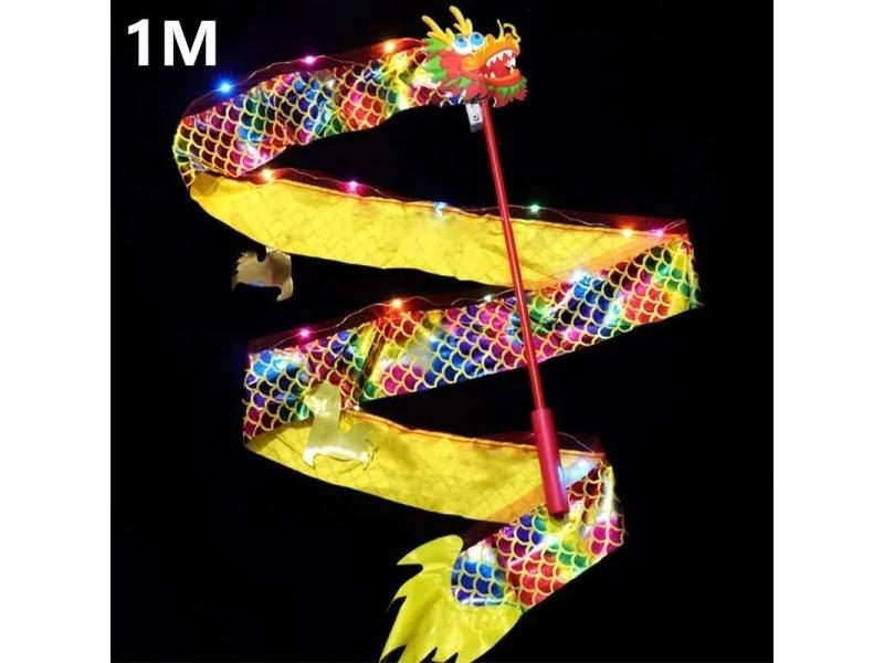 1M/2M LED Luminous Dragon Dance Ribbon Playing Dragons Children's Props Hand Carousel 1