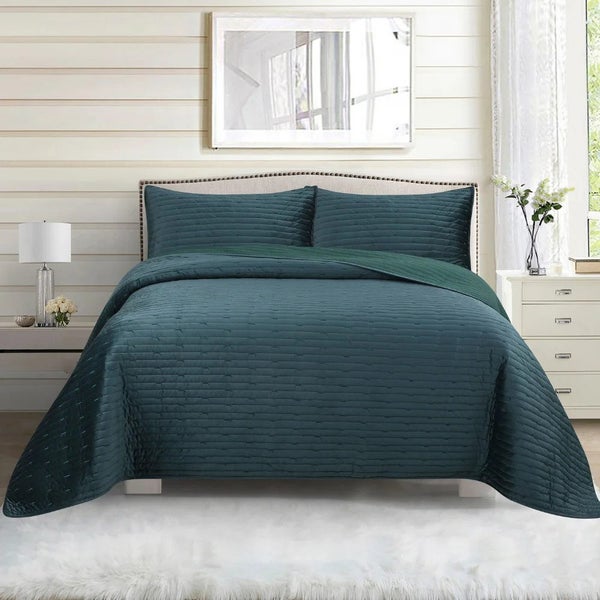 Velvet Bliss Coverlet & Euro Pillowcase by Top Drawer - Green Carousel 1