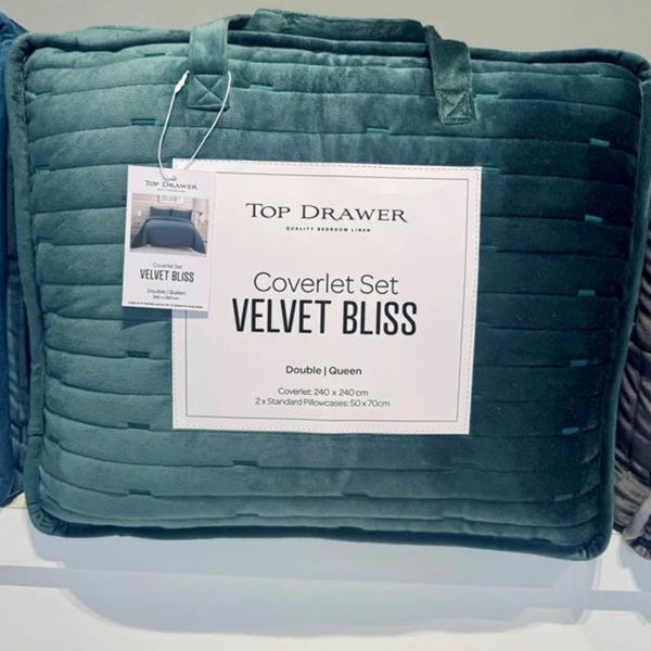 Velvet Bliss Coverlet & Euro Pillowcase by Top Drawer - Green Carousel 2