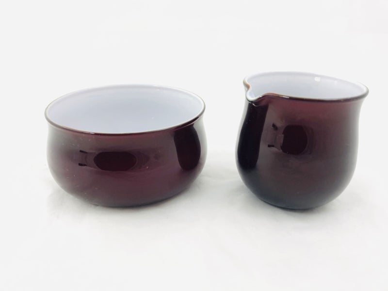 Glass Two Tone Sugar bowl & Creamer (21555)63990186435330110