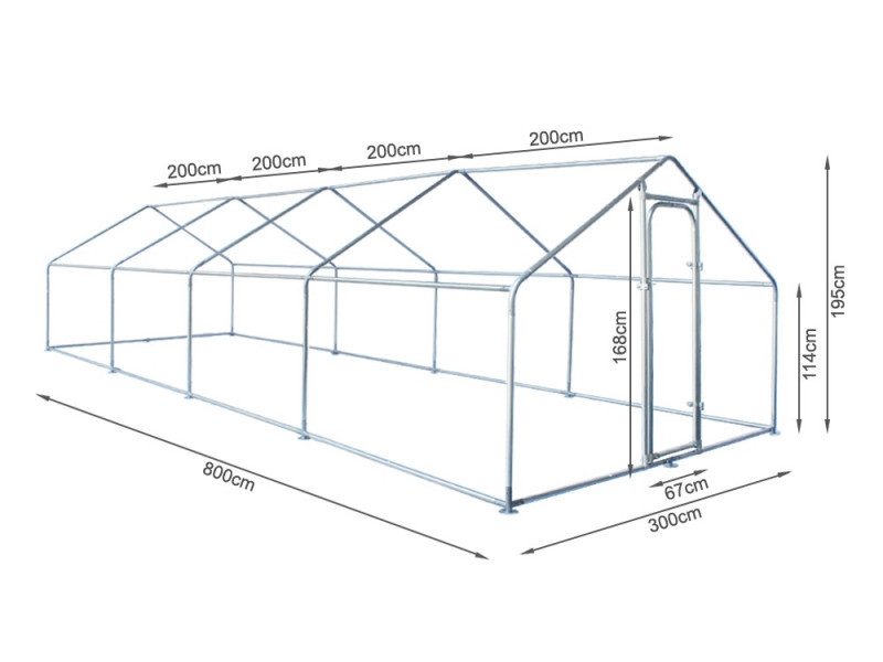 Metal Outdoor Chicken Coop 3x8M Carousel 10
