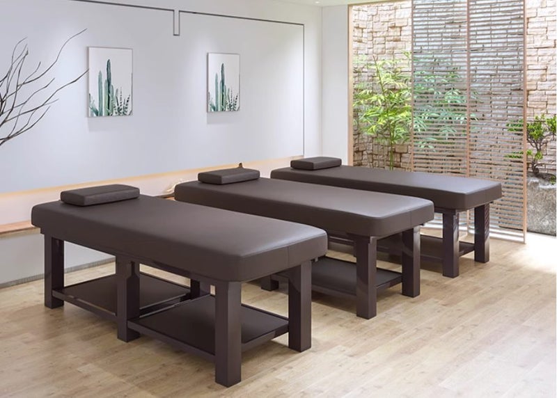 Brown Leather Stationary Massage Table Carousel 5