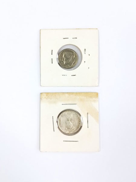 USA .750 Silver Coin 1945 20c & 1974 Dime - $1 Reserve Charity Auction Carousel 2