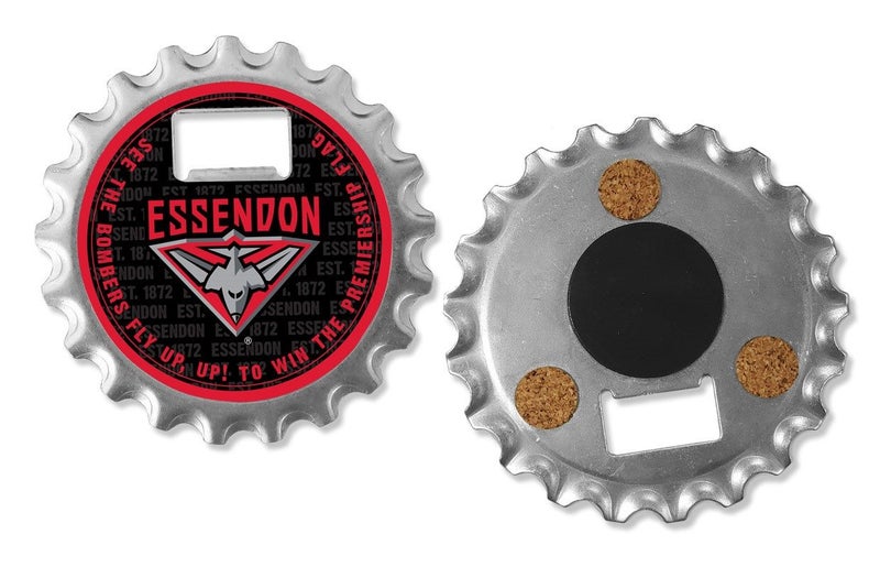Essendon Bombers AFL 3 IN 1 Steel Bottle Opener Gadget Fridge Magnet Carousel 1