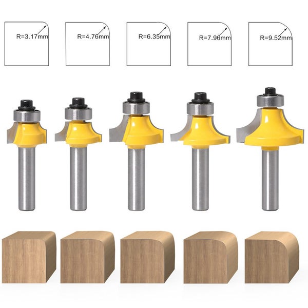 New 5Pcs 8mm Shank Roundover Edging Router Bit Set NZ Clearance Sale Carousel 1