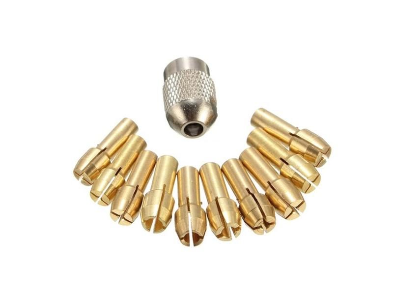 11PCS/Set Brass Drill Chucks Collet Bits 0.5-3.2mm 4.8mm Shank Screw Nut For Carousel 1
