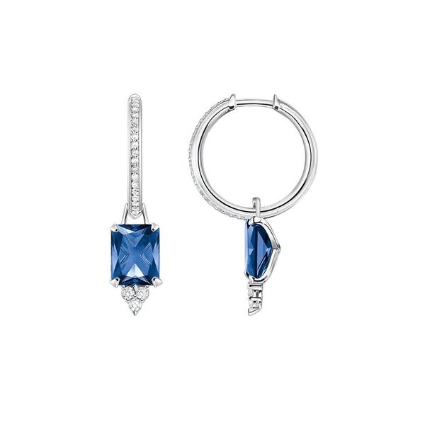 925 Sterling Silver Blue Creole Hinged Hoop Earrings Elegant Jewelry For Women Carousel 1