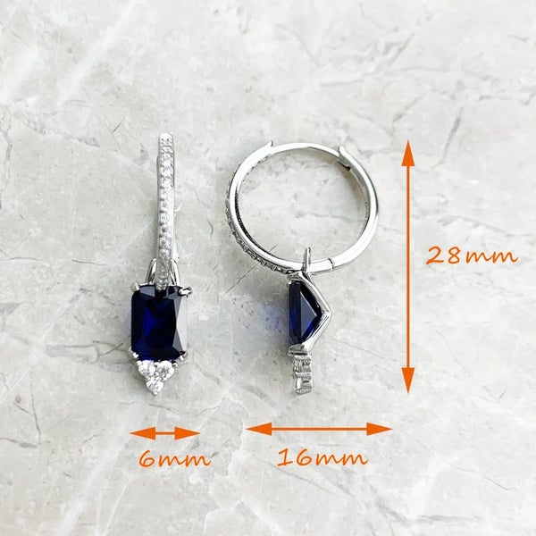 925 Sterling Silver Blue Creole Hinged Hoop Earrings Elegant Jewelry For Women Carousel 2