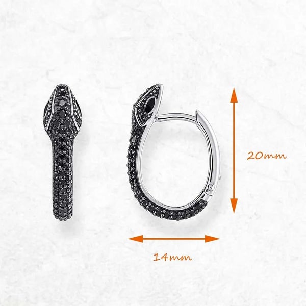 925 Sterling Silver Vintage Blackened Snake Hoop Earrings Carousel 2