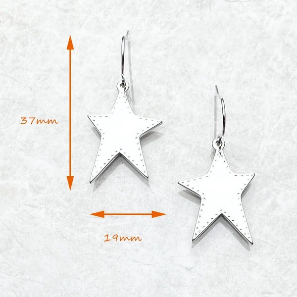 925 Sterling Silver Vintage Star Ear Drops For Women Carousel 2