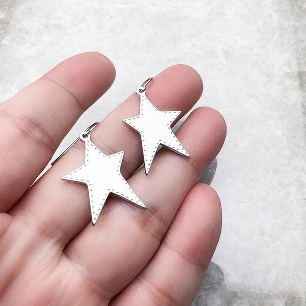 925 Sterling Silver Vintage Star Ear Drops For Women Carousel 6
