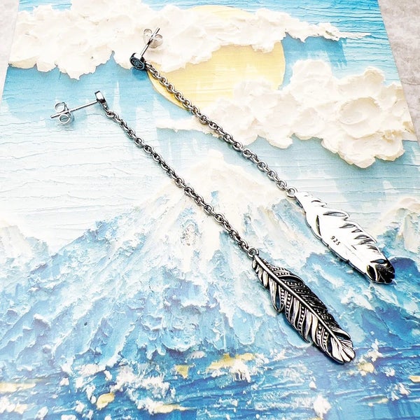 925 Sterling Silver Boho Feather Earrings Jewelry Carousel 6