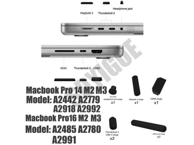 Anti Dust Plugs Port Covers For -MacBook Air 15 13 M2 M1 A2941 A2681 A2179 Carousel 1