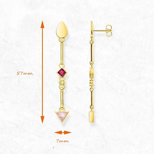 925 Sterling Silver Multicolour Stone Water Drop Earrings Carousel 2