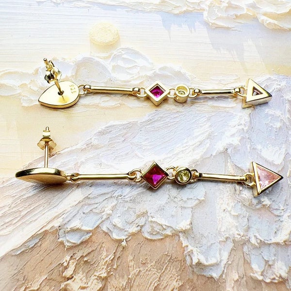 925 Sterling Silver Multicolour Stone Water Drop Earrings Carousel 6