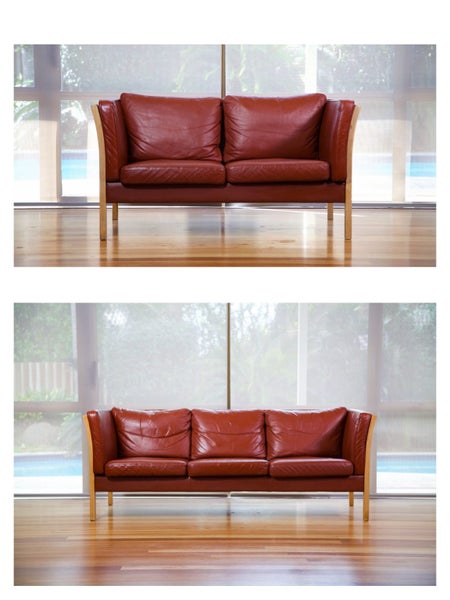 Danish 3+2 Leather Sofa By Stouby Carousel 2