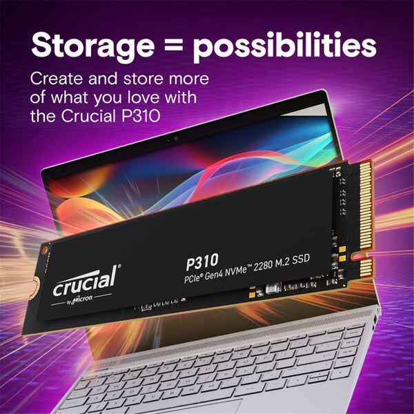 Crucial P310 500GB NVMe M.2 Gen4 Internal 2280 SSD - PCIe Gen 4 - Read up to Carousel 6