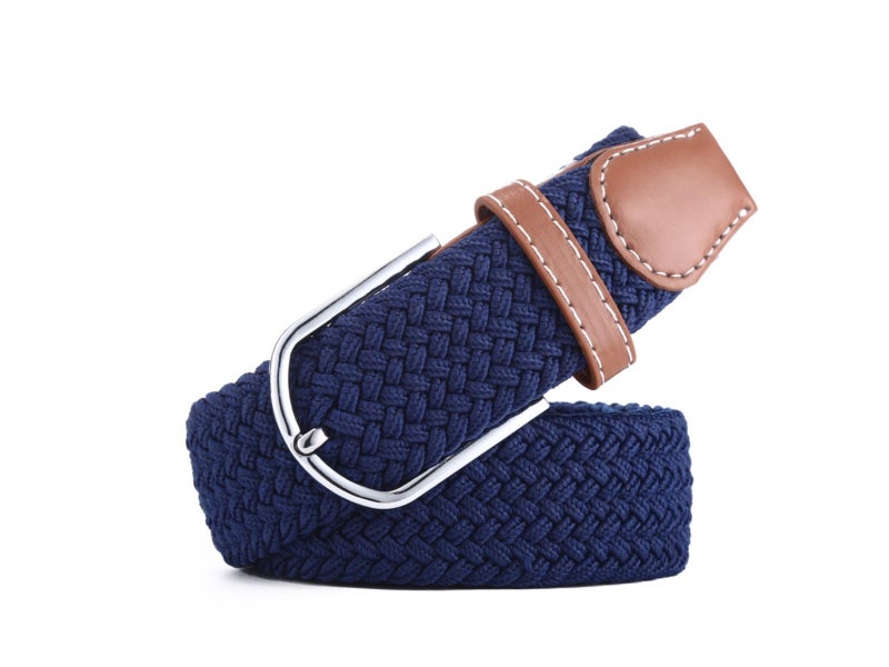 Elastic Braided Belt, Stretch Woven Belt - Blue Carousel 1