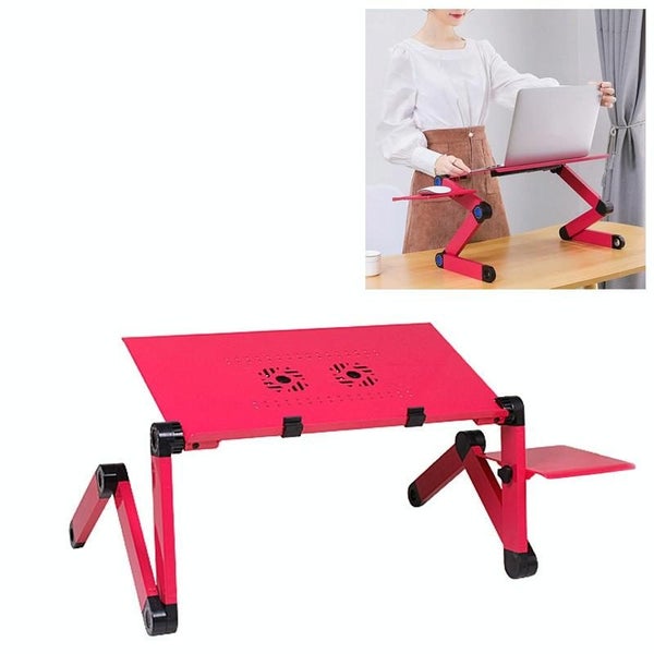 Foldable Laptop Stand With Fans & Mouse Pad Aluminum Red Carousel 1