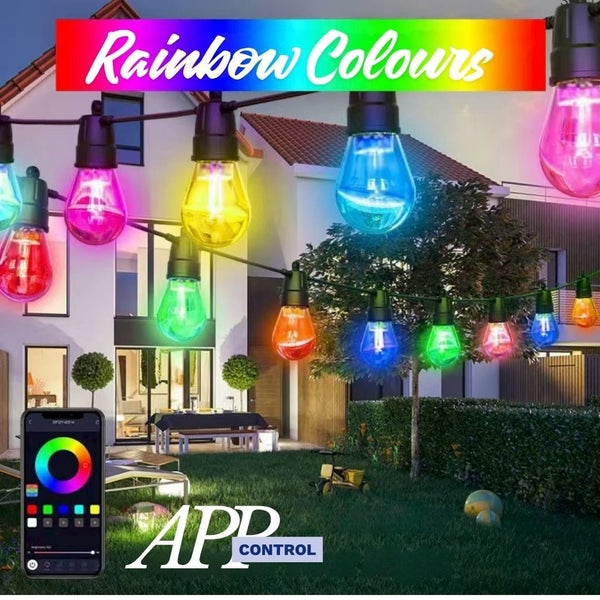 Smart RGB Festoon Lights For Parties & Events - App Control - 15m with 20 Bulbs Carousel 1