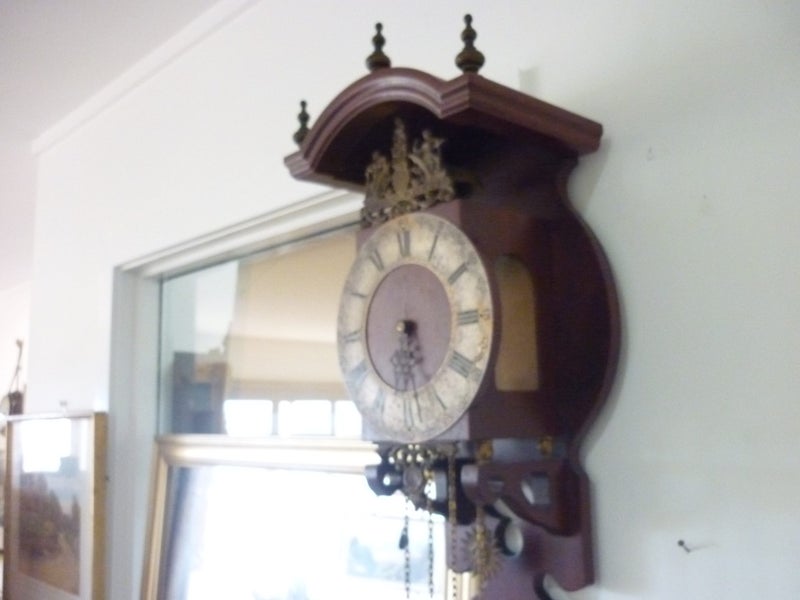 ORNATE DUTCH STYLE BRASS/WOOD WALL CLOCK. 8 DAY. Carousel 9