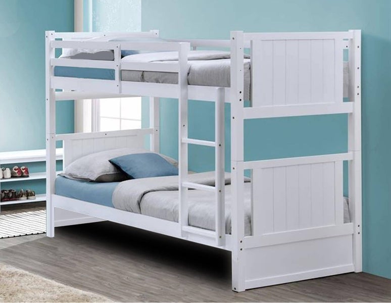 Bunk Bed White Solid Pine With 2x Mattress Carousel 1